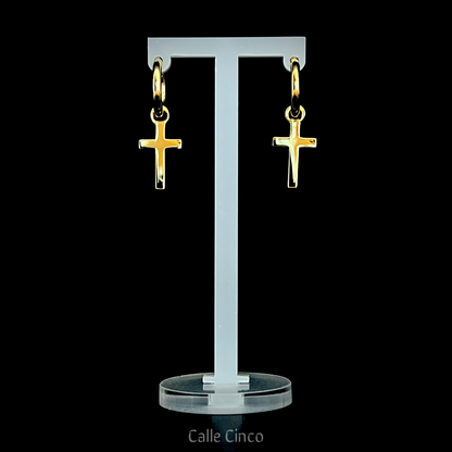 14k Gold-Plated Cross Earrings