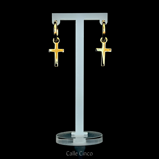 14k Gold-Plated Cross Earrings