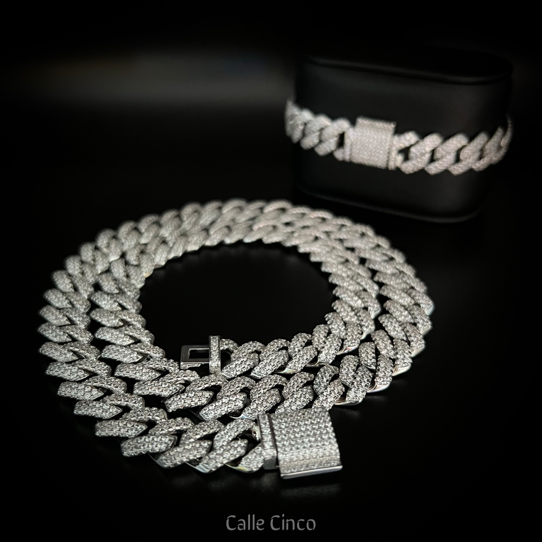 13mm Rhodium Plated Cuban Link Chain