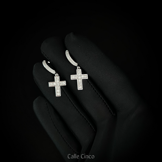 White Gold-Plating Cross Earrings