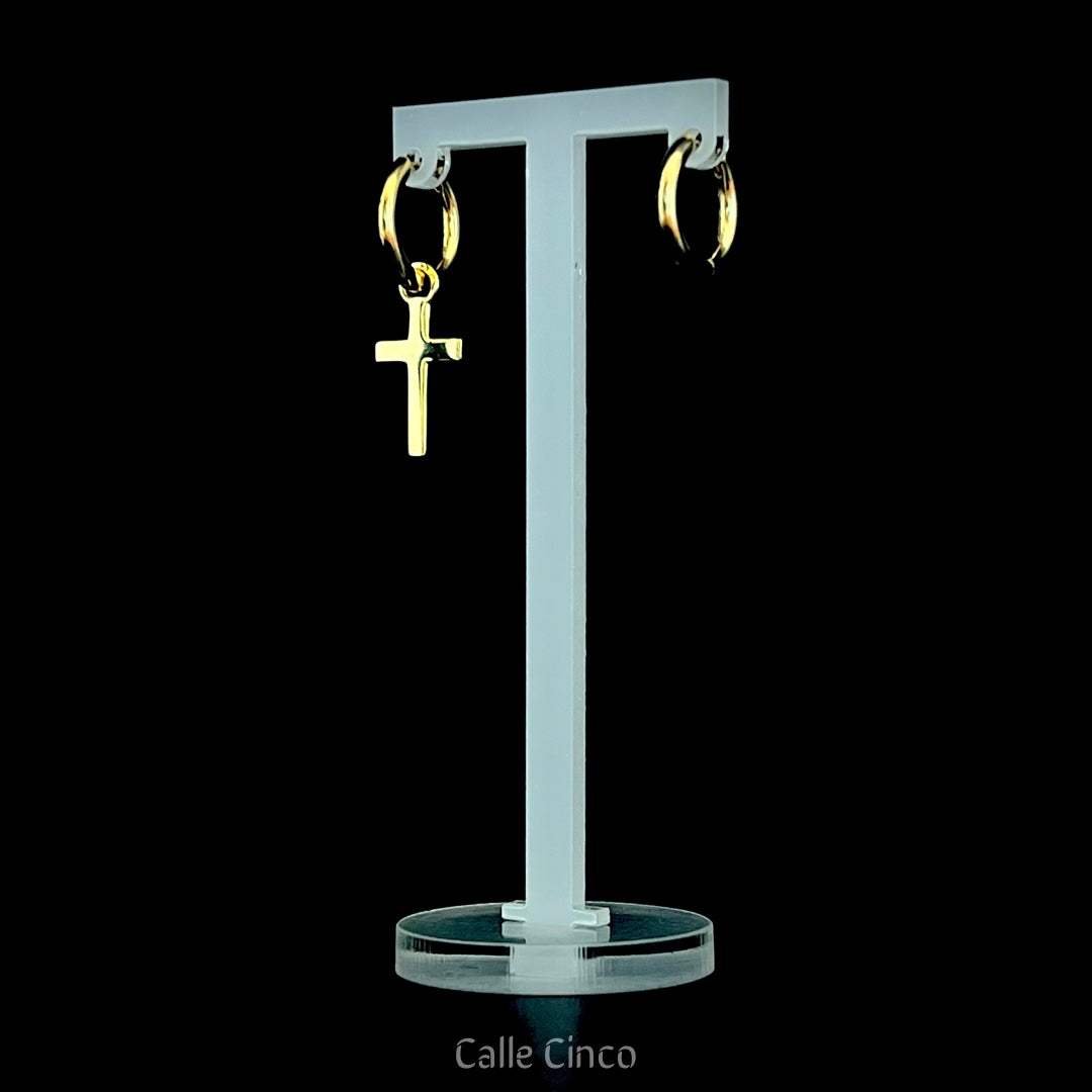 14k Gold-Plated Cross Earrings (Single Cross)