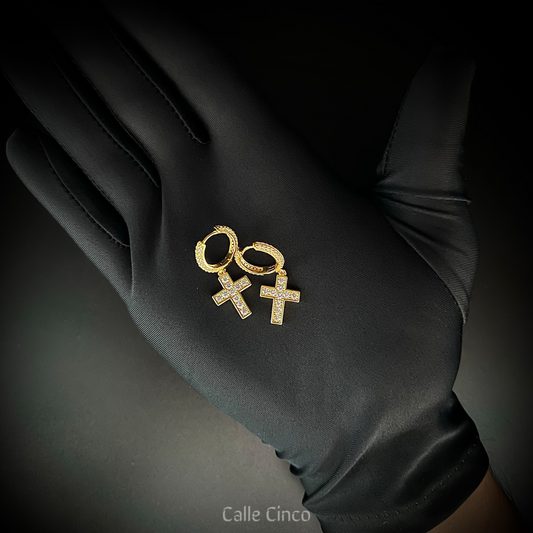 14k Gold-Plated Cross Earrings