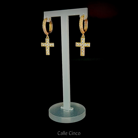14k Gold-Plated Cross Earrings