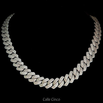 13mm Rhodium Plated Cuban Link Chain