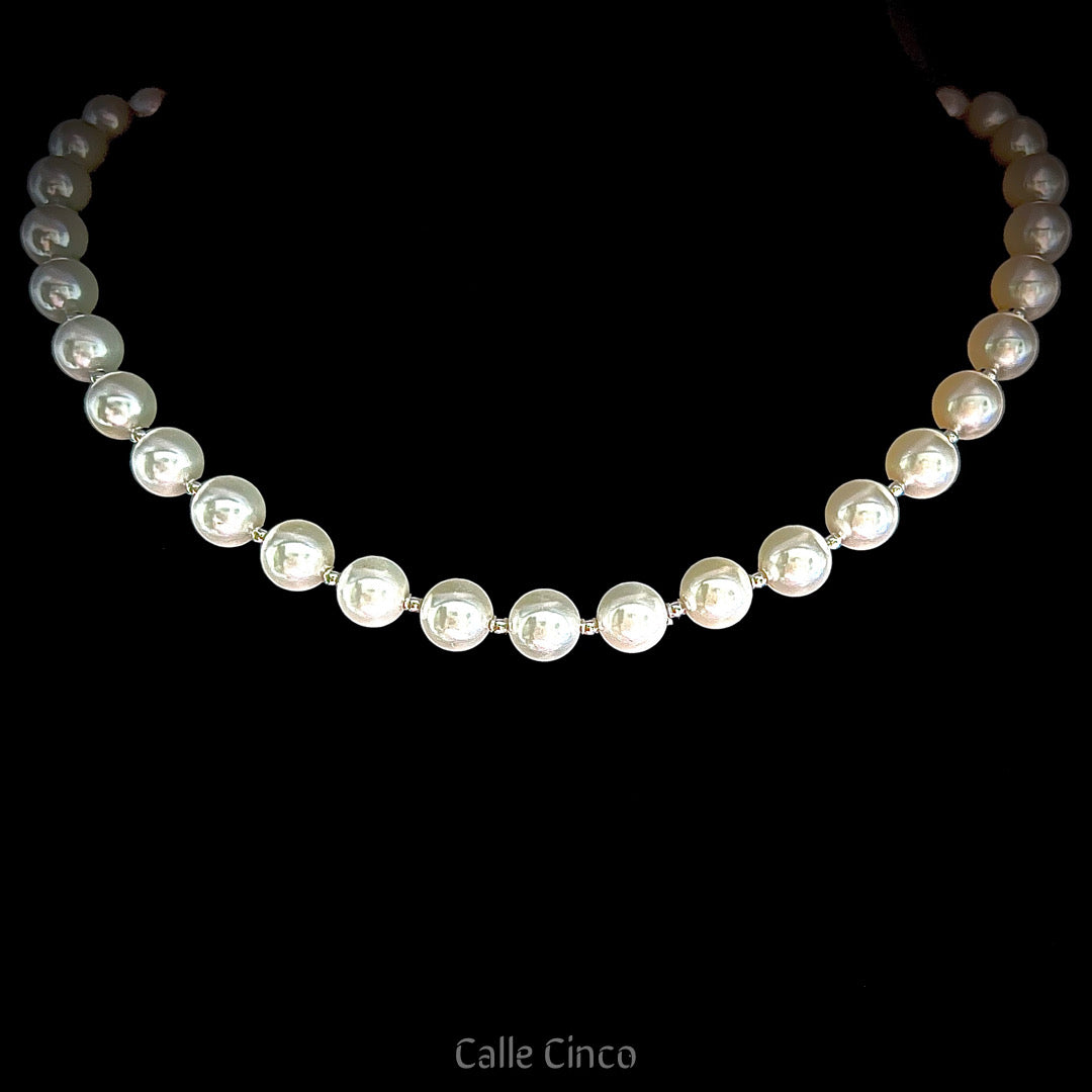 Choker de perlas (plateado) 8mm