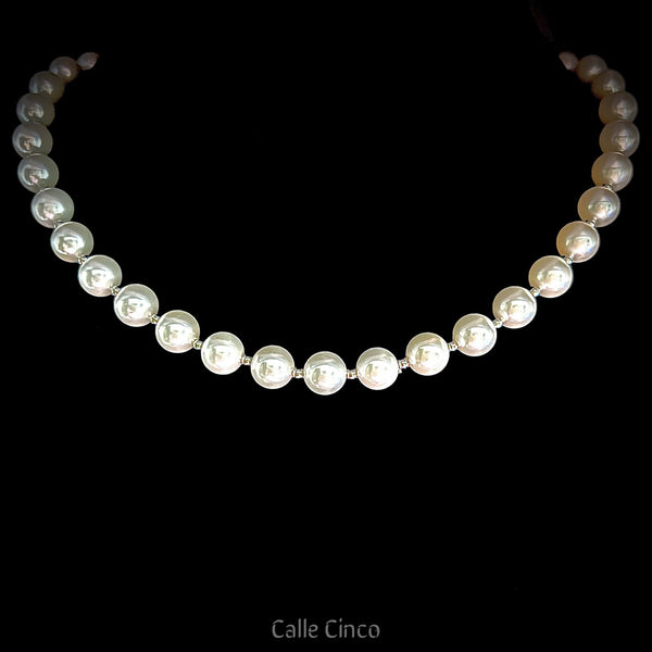 Choker de perlas (plateado) 8mm