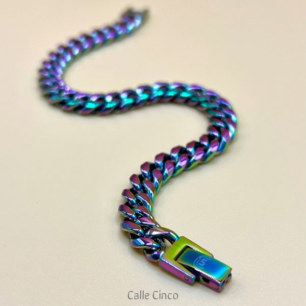 Pulsera cubana arco iris 8mm