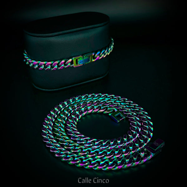 Pulsera cubana arco iris 8mm